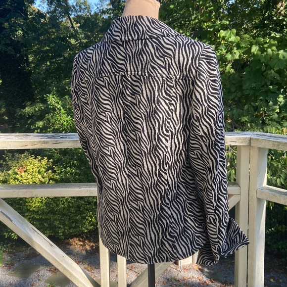 Diva by Dana Bachman Wool Blend Blazer Ivory Black Zebra Print Size 6 - Picture 6 of 15